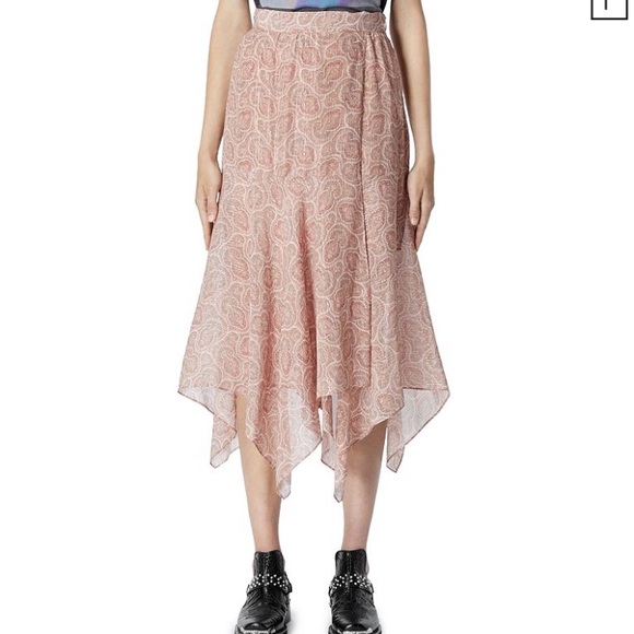 Pink printed asymmetrical skirt